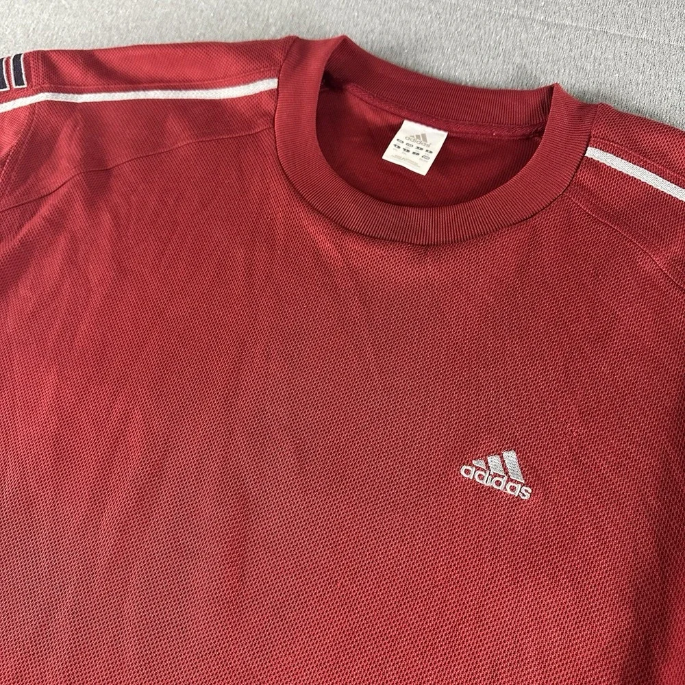 Adidas Shirt Mens 2XL Red Short Sleeve‎ Casual Workout Gym Workout Y2K VTG